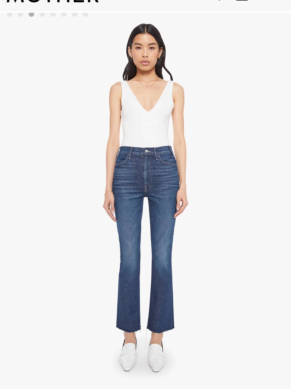 MOTHER The Hustler Flood Fray jeans in “Kicks and Riffs,” size 25